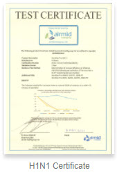 Airmid test that shows airborne viruses removed 99.9% of airborne viruses within 35 minutes